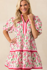 Lunch With The Girls Pink Floral Cotton Mini Dress