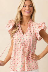 Dinner Date Cotton Light Pink Flutter Sleeve Blouse