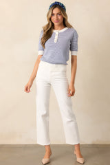 Bayside Brunch Blue Stripe Knit Top