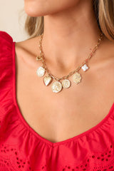Dazzling Lights Gold & Ivory Pearl Charm Necklace