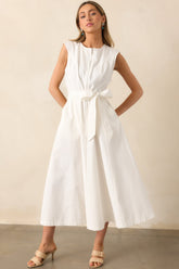 Lily Petal White Denim Zip Up Maxi Dress