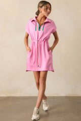 Serving Aces Pink Drawstring Waist Mini Dress