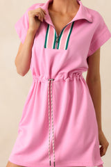 Serving Aces Pink Drawstring Waist Mini Dress