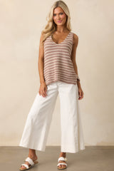 Carefree Days Light Mocha Stripe Knit Tank Top