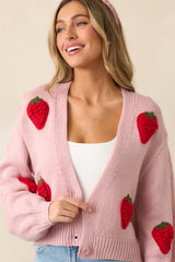 Strawberry Kiss Light Pink Knit Cardigan