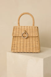 Open Invitation Natural Structured Woven Top Handle Bag