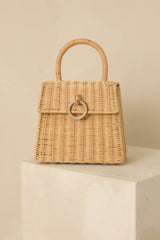 Open Invitation Natural Structured Woven Top Handle Bag