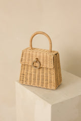 Open Invitation Natural Structured Woven Top Handle Bag