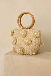 Pearls in the Sunshine Natural Woven Pearl Accent Handbag