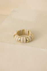 A Hint of Glow Ivory & Gold Beaded Statement Bracelet