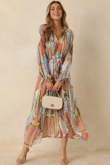Take Your Breath Away Multi Floral Print Long Sleeve Maxi Dress
