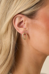 Chosen with Care Gold Textured Oval Stud Earrings