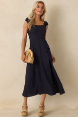 Radiant Reverie Navy Midi Dress