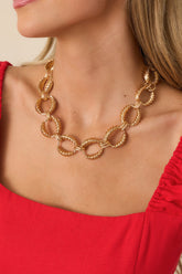 Glow Getter Gold Textured Link Statement Necklace