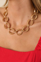 Glow Getter Gold Textured Link Statement Necklace