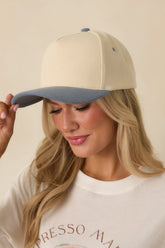 Catching Feelings Ivory & Blue Contrast Baseball Cap