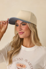 Catching Feelings Ivory & Blue Contrast Baseball Cap