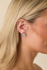 Loved Every Minute Silver Square Rhinestone Stud Earrings