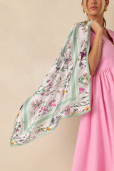 Floral Keepsake White Multi Floral Pattern Scarf