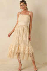 In The Long Run Natural Embroidered Midi Dress