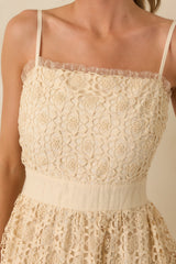 In The Long Run Natural Embroidered Midi Dress