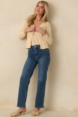 Above All Else Ivory Pointelle Knit Button Up Cardigan