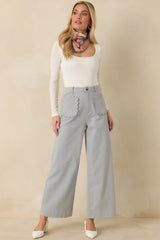 Memories Made Dusty Blue Cotton Wide Leg Pants