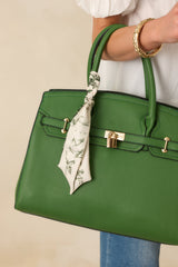 Calm Moments Green Faux Leather Lock Detail Handbag