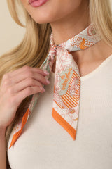 Côte d'Azur Orange Multi French Seahorse Scarf Tie