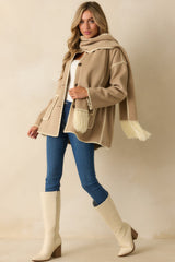 Coming Around Taupe Blanket Stitch Coat