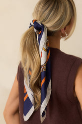 That's How It Goes Navy Multi Equestrian Print Satin Scarf