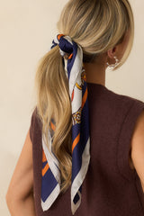 That's How It Goes Navy Multi Equestrian Print Satin Scarf
