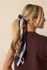 That's How It Goes Navy Multi Equestrian Print Satin Scarf
