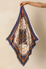 That's How It Goes Navy Multi Equestrian Print Satin Scarf