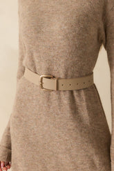 For The Right Moment Taupe Faux Leather Belt