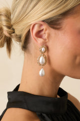 Toward The Horizon Gold Ivory Pearl Drop Earrings