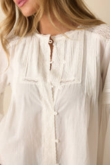 FRNCH Devi White Cotton Pintuck Blouse