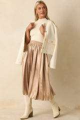 Lost In The Stars Champagne Pleated Midi Skirt