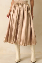 Lost In The Stars Champagne Pleated Midi Skirt