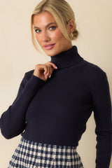 That's My Call Navy Ribbed Knit Turtleneck Sweater