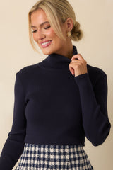 That's My Call Navy Ribbed Knit Turtleneck Sweater