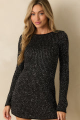 Z Supply Black Knit La Marca Sequin Mini Dress