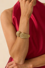 Start Of Something Good Gold Rhinestone Hinged Cuff Bracelet