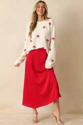 Z Supply Festive Red Northpointe Satin Midi Skirt