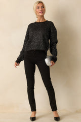 Z Supply Black Knit Gleam Sequin Sweater
