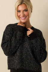 Z Supply Black Knit Gleam Sequin Sweater