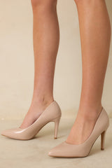 Magic Moments Pointed Toe Beige High Heel Pumps