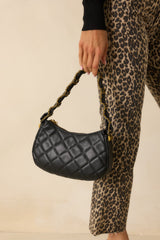 Jaded Serenade Black Quilted Handbag