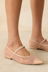 Sunset Mirror Beige Mesh Fishnet Flats