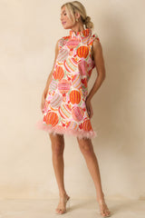 Prosperina Carlisle Pink Multi Cotton Ornament Print Shift Dress